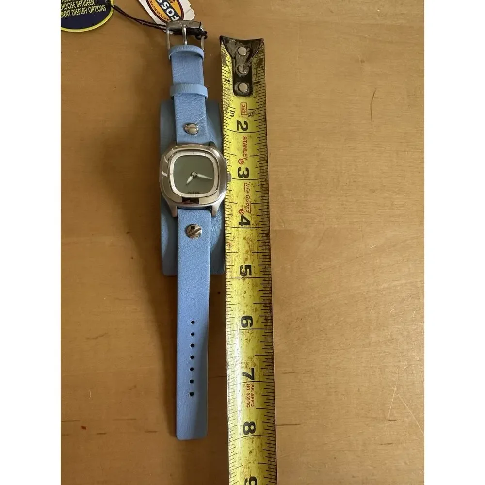NWT FOSSIL BIG-TIC JR-8294 LADIES ANIMATED DIAL WATCH W/BLUE LEATHER Needs Batt